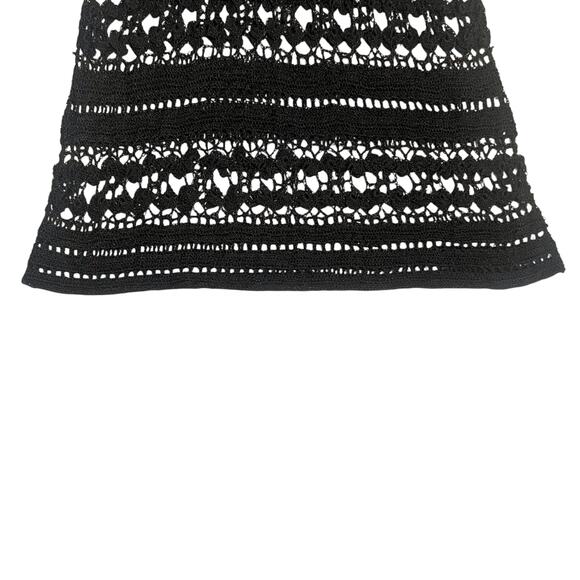 Hugo Buscati Black Crochet Knit Form-Fitting Dress Boho Festival Whimsygoth 90s - Picture 5 of 9